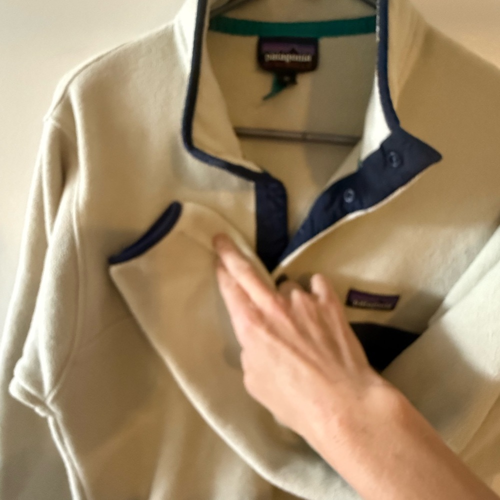 Patagonia Cream and Navy Pullover